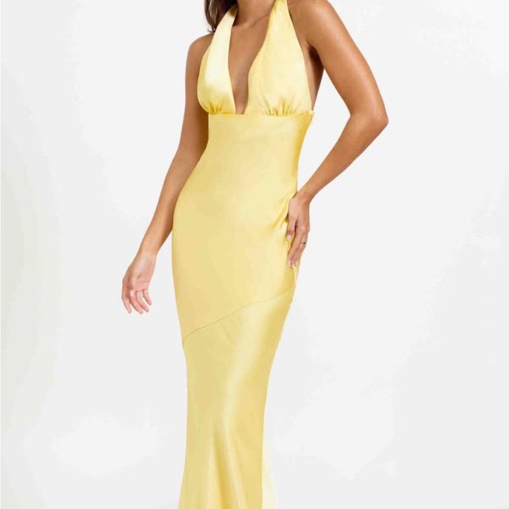 Elegant Yellow Halter Dress